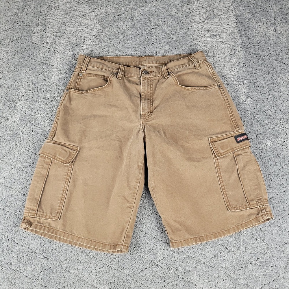 Dickies Cargo Shorts Mens 32 Tan Canvas Relaxed Streetwear Grunge 12" Inseam